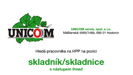 Nabídka zaměstnání - SKLADNÍK/SKLADNICE